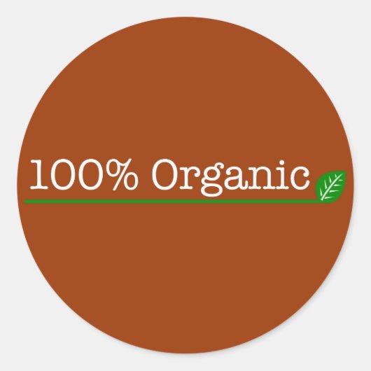100% organische - witte tekst ronde sticker (Voorkant)