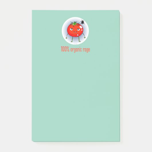 100% Organische Woede Grappige Boze Tomaat Post-it® Notes (Voorkant)