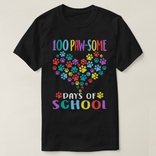 100 paar dagen schoolhond kat t-shirt (Design voorkant)