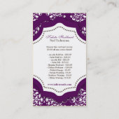 100 Paarse Damask Nail Technicien Visitekaartje (Achterkant)