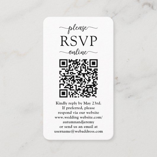 100 Pack Online QR RSVP & Foto Bruiloft Behuizing Visitekaartje (Voorkant)