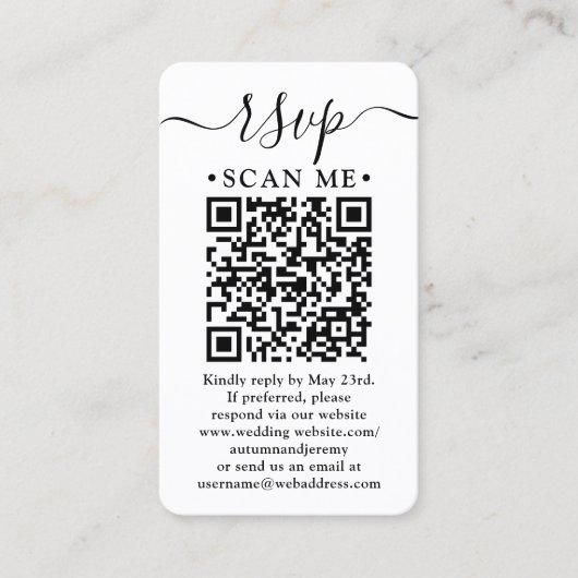 100 Pack QR Code Bruiloft RSVP & Details Behuizing Visitekaartje (Voorkant)