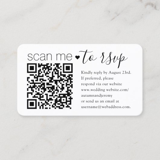 100 Pack QR Code RSVP & Details Bruiloft Behuizing Visitekaartje (Voorkant)