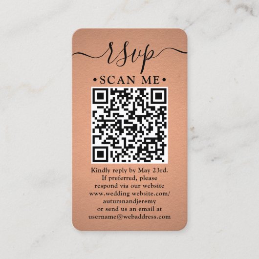 100 Pack QR Code RSVP Faux Copper Folie Behuizing Visitekaartje (Voorkant)