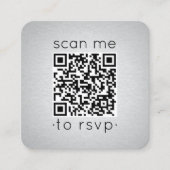 100 Pack QR Code RSVP Faux Silver Foil Behuizing Vierkante Visitekaartje (Voorkant)