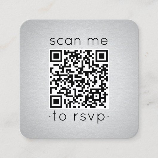 100 Pack QR Code RSVP Faux Silver Foil Behuizing Vierkante Visitekaartje (Voorkant)