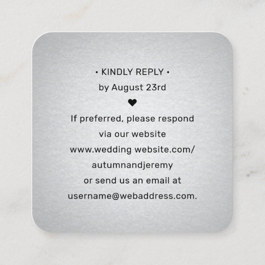 100 Pack QR Code RSVP Faux Silver Foil Behuizing Vierkante Visitekaartje (Achterkant)