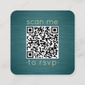100 Pack QR RSVP Blauwgroen en gouden bruiloft beh Vierkante Visitekaartje (Voorkant)