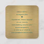 100 Pack QR RSVP Blauwgroen en gouden bruiloft beh Vierkante Visitekaartje (Achterkant)