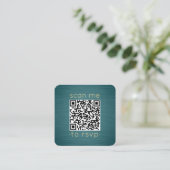 100 Pack QR RSVP Blauwgroen en gouden bruiloft beh Vierkante Visitekaartje (Staand voorkant)