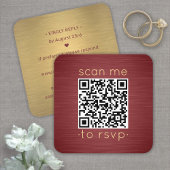100 Pack QR RSVP Bourgogne & Gouden Bruiloft Behui Vierkante Visitekaartje