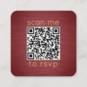 100 Pack QR RSVP Bourgogne & Gouden Bruiloft Behui Vierkante Visitekaartje (Voorkant)