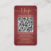 100 Pack QR RSVP Bourgogne & Gouden Bruiloft Behui Visitekaartje (Voorkant)