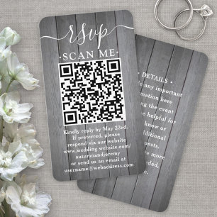 100 Pack QR RSVP Bruiloft Grijze Faux Hout Behuizi Visitekaartje