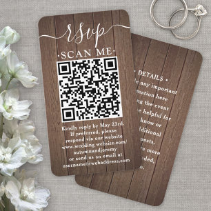 100 Pack QR RSVP Bruin Faux Hout Behuizing Visitekaartje