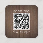 100 Pack QR RSVP Bruin Faux Hout Bruiloft Behuizin Vierkante Visitekaartje (Voorkant)