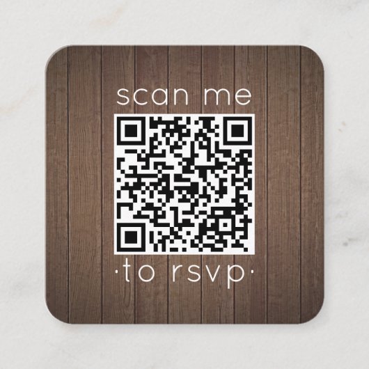 100 Pack QR RSVP Bruin Faux Hout Bruiloft Behuizin Vierkante Visitekaartje (Voorkant)