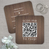 100 Pack QR RSVP Bruin Faux Hout Bruiloft Behuizin Vierkante Visitekaartje