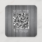 100 Pack QR RSVP Grijs Faux Hout Bruiloft Behuizin Vierkante Visitekaartje (Voorkant)