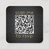 100 Pack QR RSVP Zwart en Goud Bruiloft Behuizing Vierkante Visitekaartje (Voorkant)