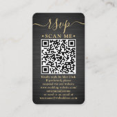 100 Pack QR RSVP Zwart en Goud Bruiloft Behuizing Visitekaartje (Voorkant)