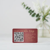 100 Pack Scan Me QR RSVP Bourgogne & Gouden Bruilo Visitekaartje (Staand voorkant)