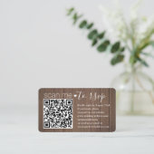 100 Pack Scan Me QR RSVP Bruin Faux Hout Behuizing Visitekaartje (Staand voorkant)
