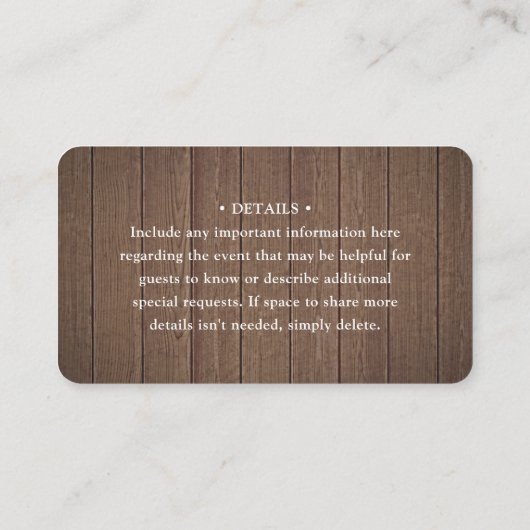 100 Pack Scan Me QR RSVP Bruin Faux Hout Behuizing Visitekaartje (Achterkant)