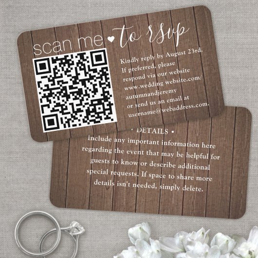 100 Pack Scan Me QR RSVP Bruin Faux Hout Behuizing Visitekaartje