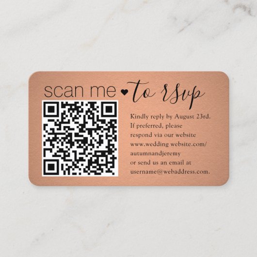 100 Pack Scan Me QR RSVP Faux Copper Behuizing Visitekaartje (Voorkant)