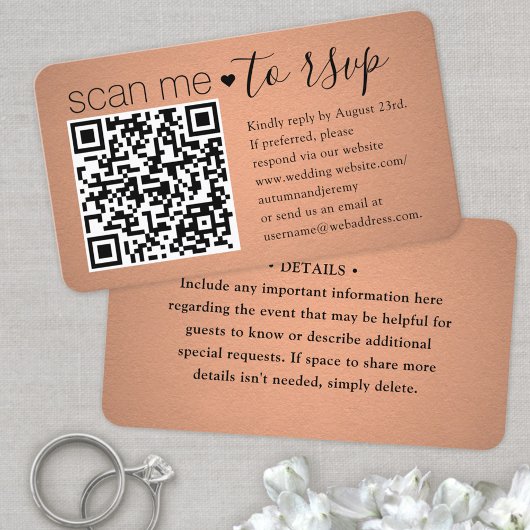 100 Pack Scan Me QR RSVP Faux Copper Behuizing Visitekaartje