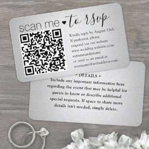 100 Pack Scan Me QR RSVP Faux Silver Behuizing Visitekaartje