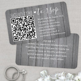 100 Pack Scan Me QR RSVP Grijs Faux Hout Behuizing Visitekaartje
