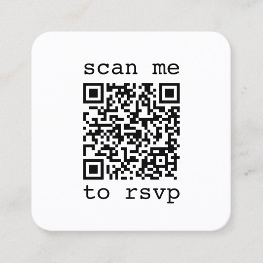 100 pak Eenvoudige QR RSVP & Foto Huwelijksbijlage Vierkante Visitekaartje (Voorkant)