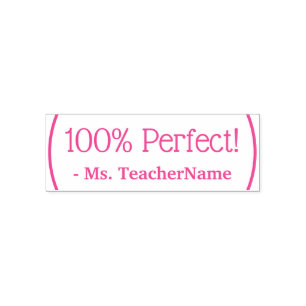 "100% perfect!" Educator Feedback Rubber Stamp Zelfinktende Stempel