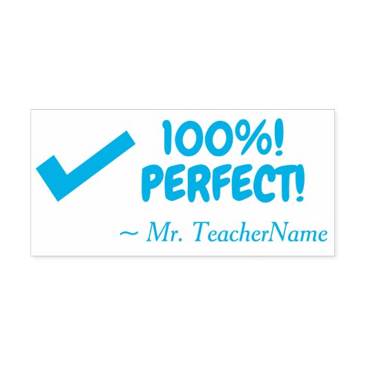 "100%! PERFECT!" Leraar Rubber Stamp Zelfinktende Stempel (Design)