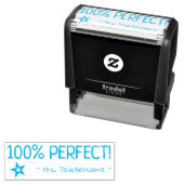 "100% PERFECT!" + naam docent tekststempel Zelfinktende Stempel (In situ)