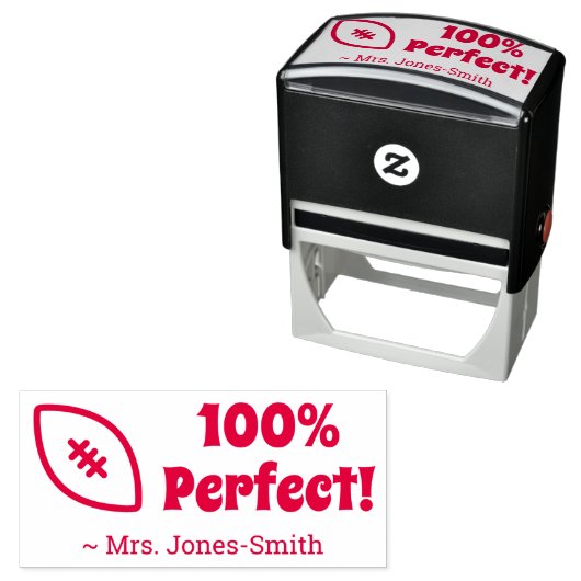 "100% Perfect!" + Rubberstempel van de onderwijsin Zelfinktende Stempel (In situ)