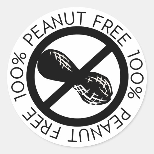 100% Pinda Gratis Geen Pinda's Eenvoudig Zwart en Ronde Sticker (Voorkant)