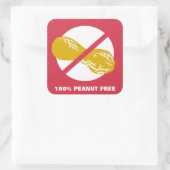 100% pinda vrij  rood gevouwen vierkante sticker (Tas)