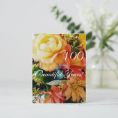 100 prachtige jaren!-Birthday/Yellow Rose Bouquet Kaart (Staand voorkant)