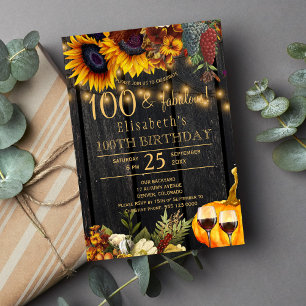 100 prachtige jaren rustieke herfst 100ste verjaar kaart