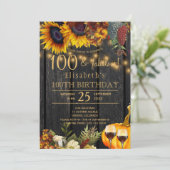 100 prachtige jaren rustieke herfst 100ste verjaar kaart (Staand voorkant)