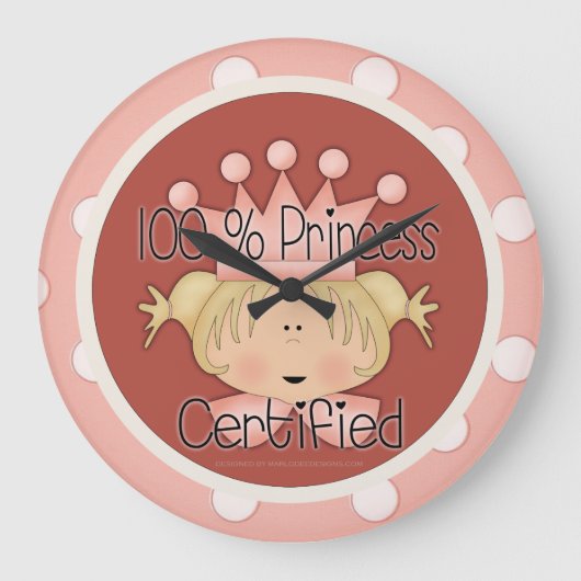 100% Prinses Certified Round Wall Clock Grote Klok (Voorkant)