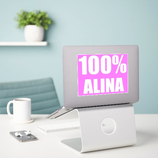 100 procent Alina naam Sticker (Laptop op bureau)