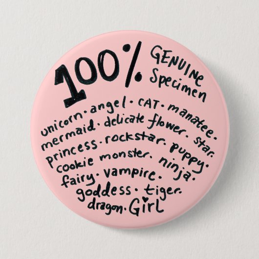 100 Procent Echt Exemplaar Meisjes Knop Ronde Button 7,6 Cm (Voorkant)