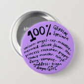 100 procent echte specimen-Button Ronde Button 7,6 Cm (Voorkant /achterkant)