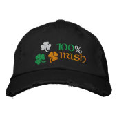 100 procent Ierse Shamrocks Geborduurde Pet (Voorkant)