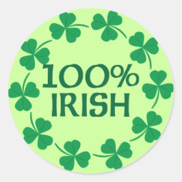 100 procent Ierse Shamrocks Ronde Sticker
