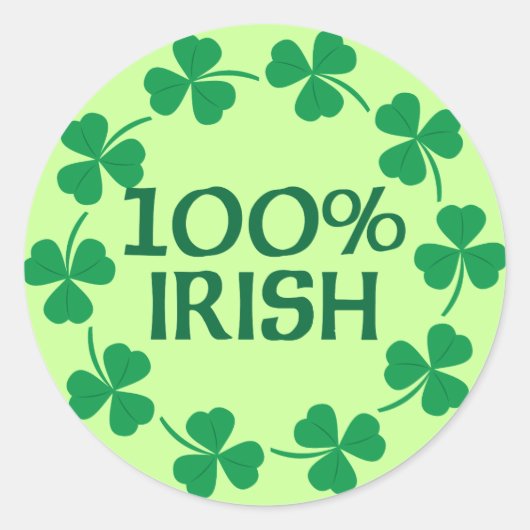 100 procent Ierse Shamrocks Ronde Sticker (Voorkant)